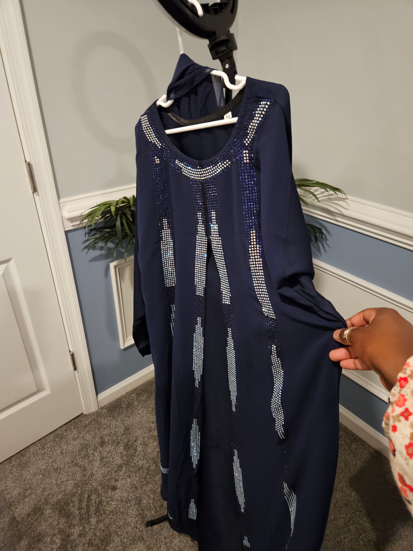Black/Navy blue Kid's Abaya