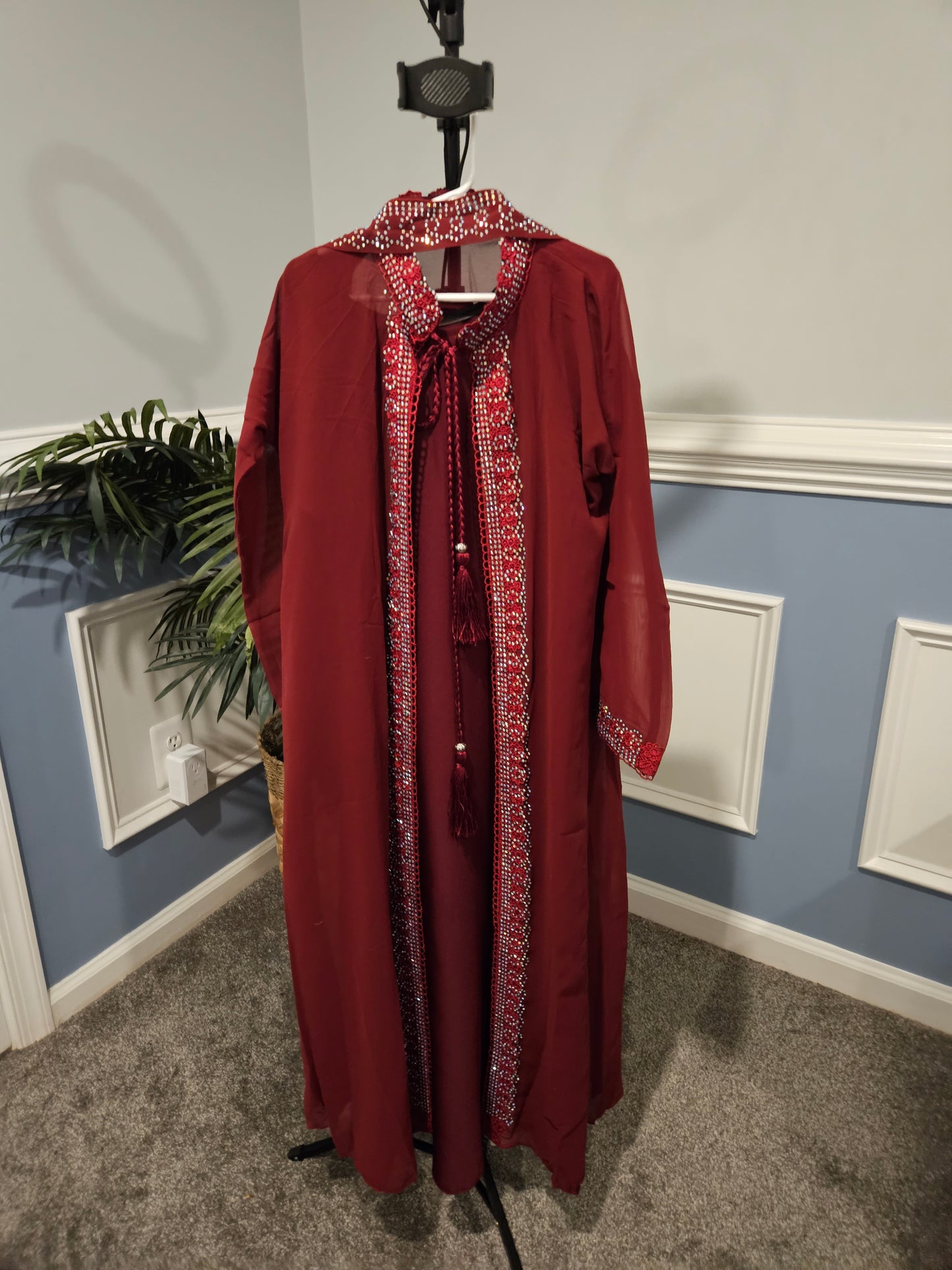 Burgundy 4 pcs kid's Abaya