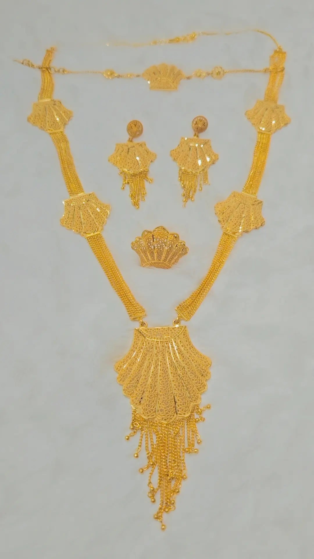 Long gold plated necklace set