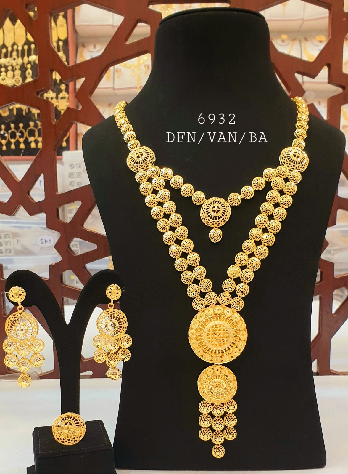 Long gold plated necklace set