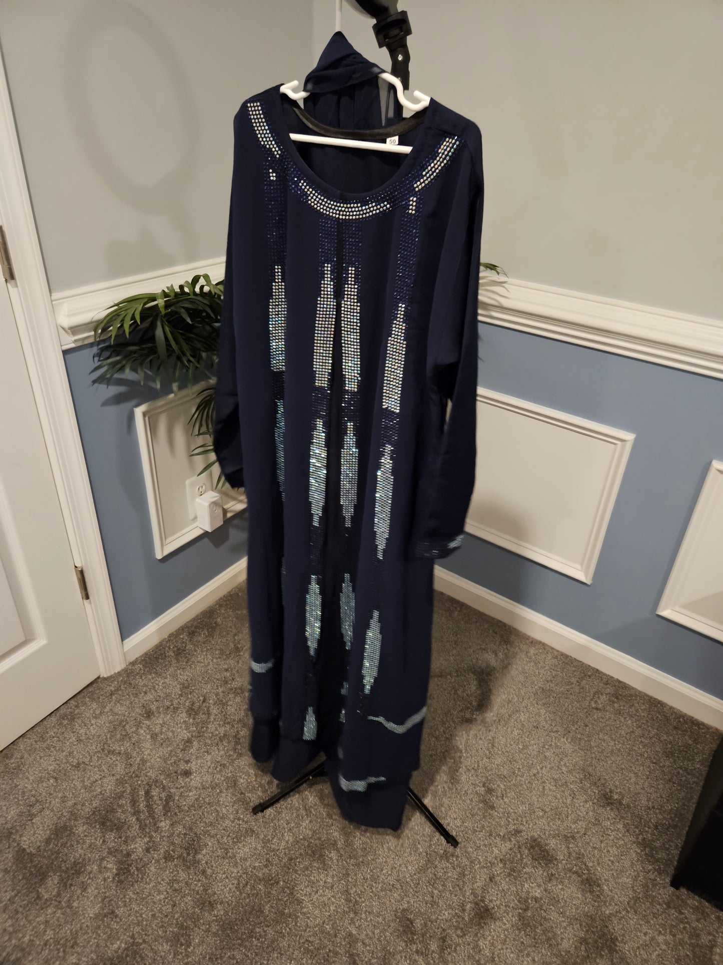 Black/Navy blue Kid's Abaya
