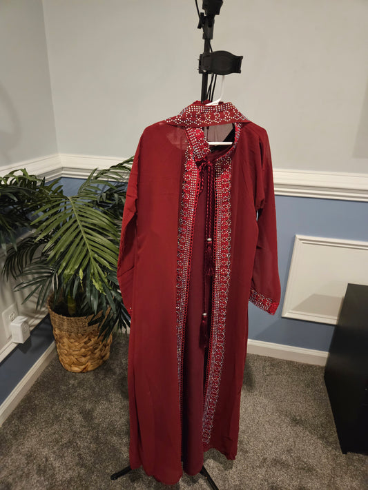 Burgundy 4 pcs kid's Abaya