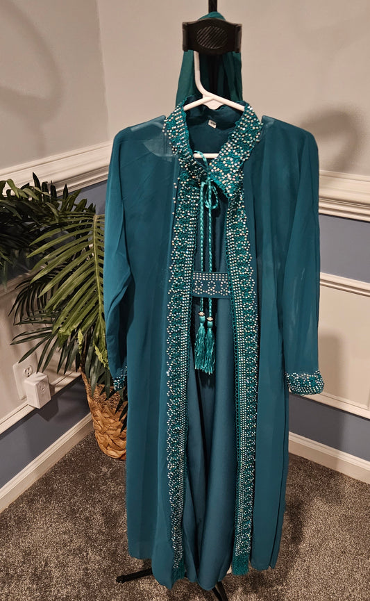 Kid's 4 piece Teal Abaya