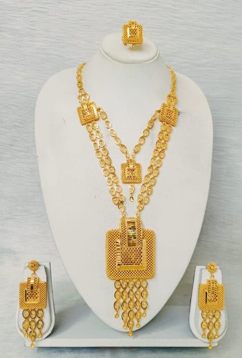 Double layer Arabic design gold plated set