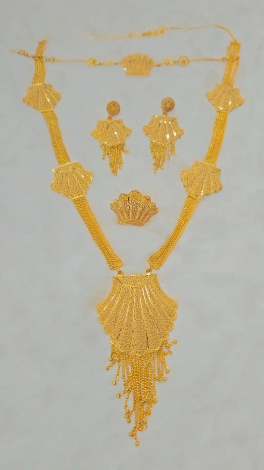 Long gold plated necklace set