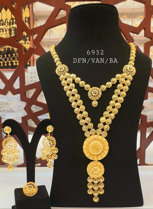 Long gold plated necklace set