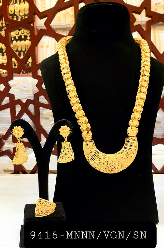 Long gold plated necklace set