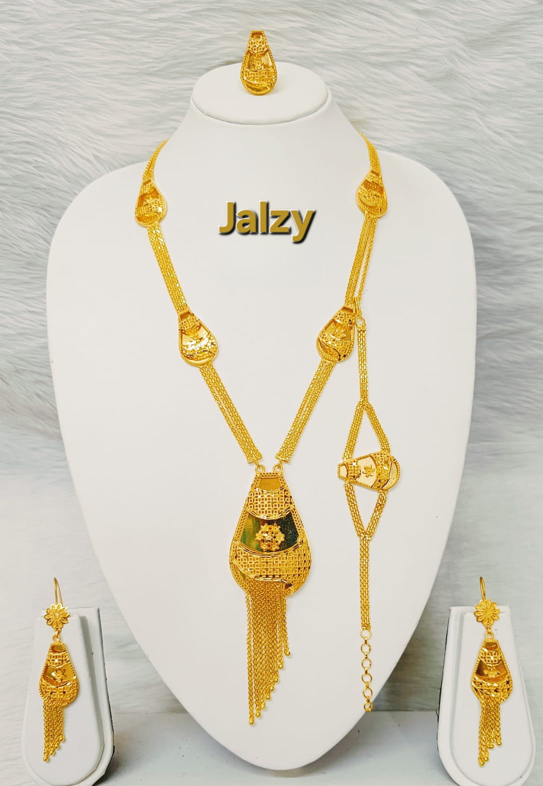 Long gold plated necklace set