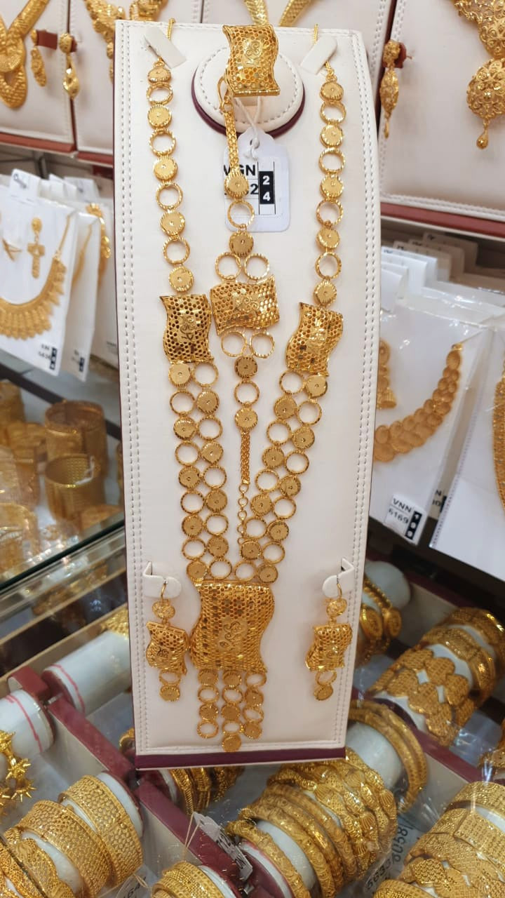 Long gold plated jewelry set
