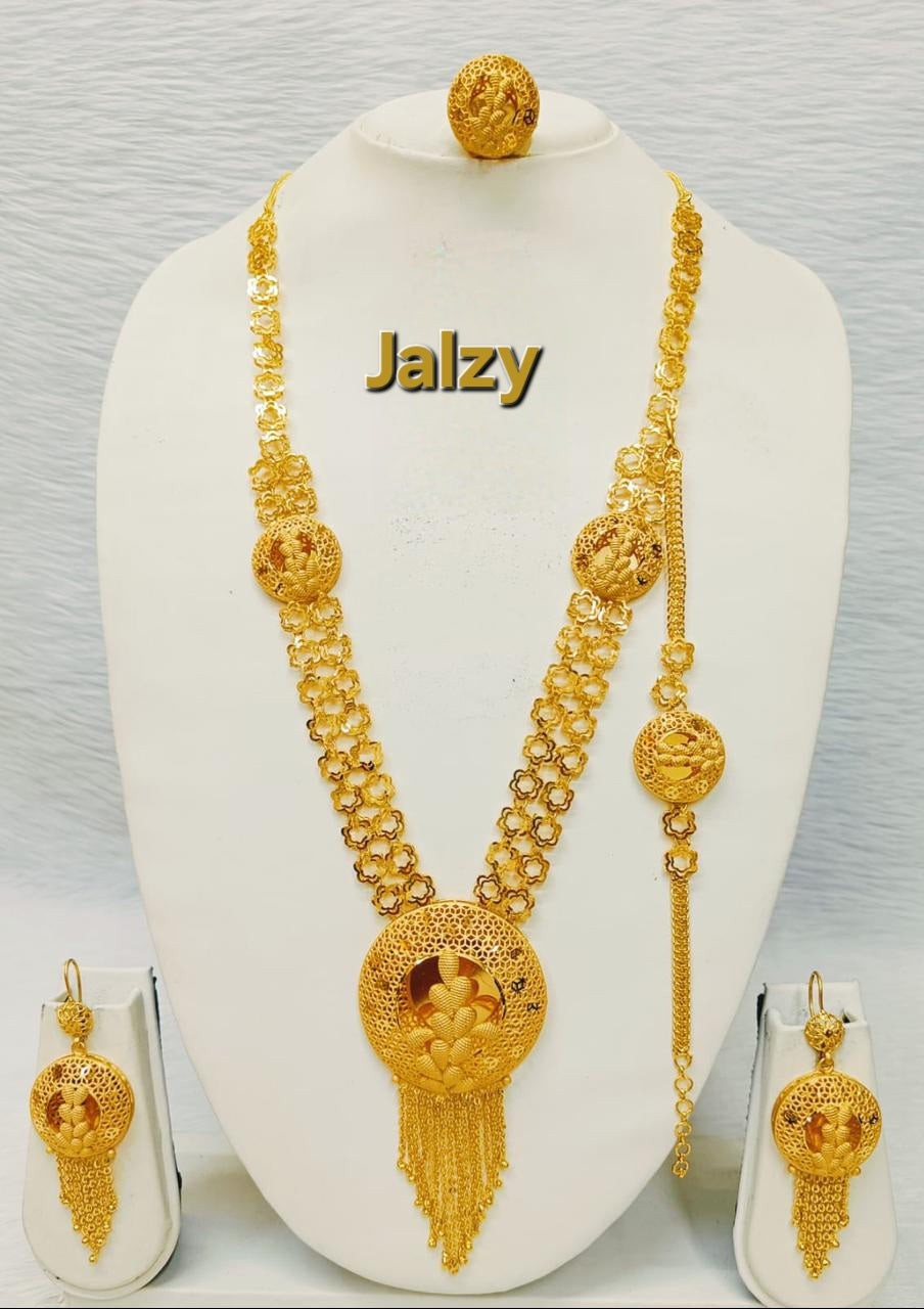 Long gold plated necklace set